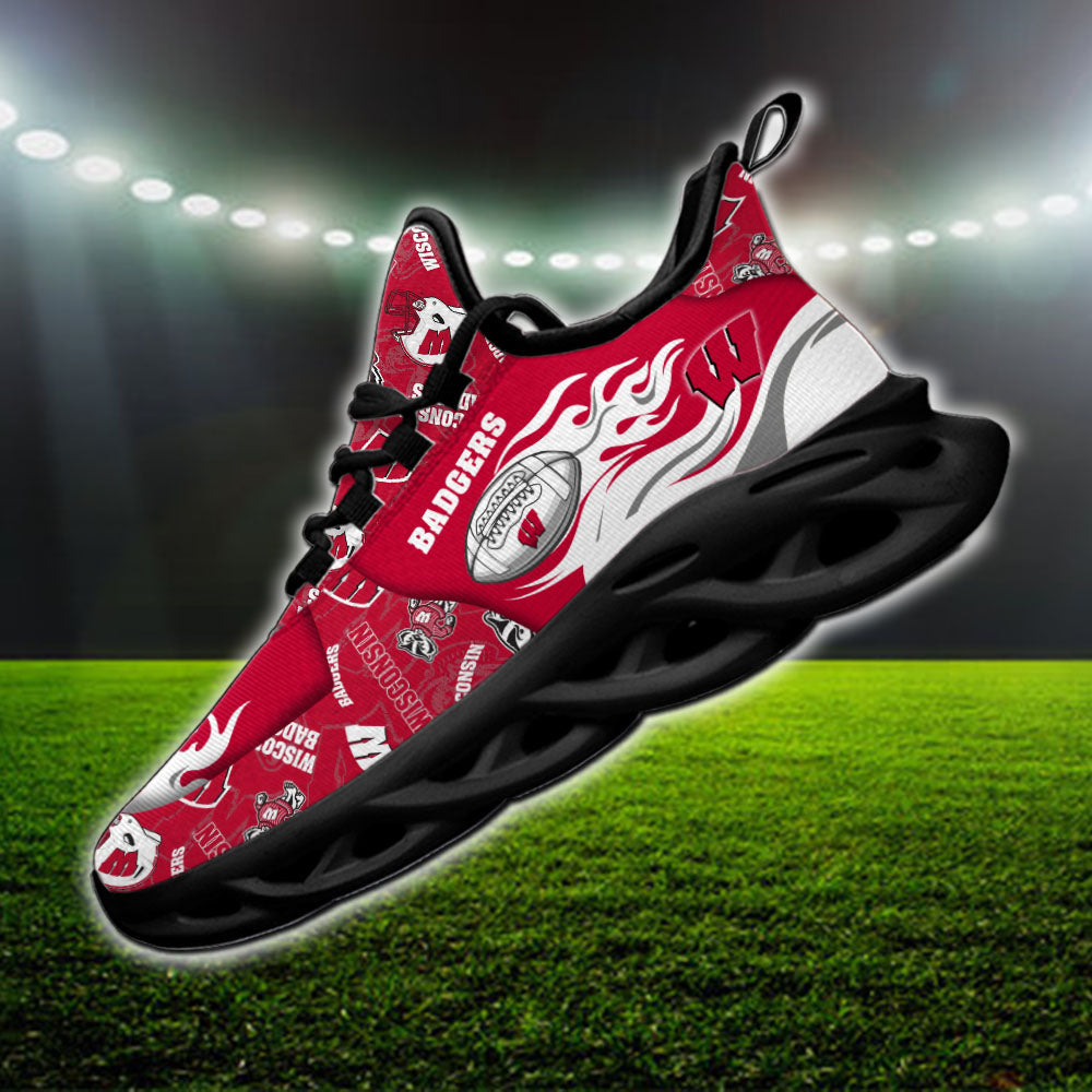 Ideafootwear Wisconsin Badgers NCAA Max Soul Shoes Sneakers For Men And Women