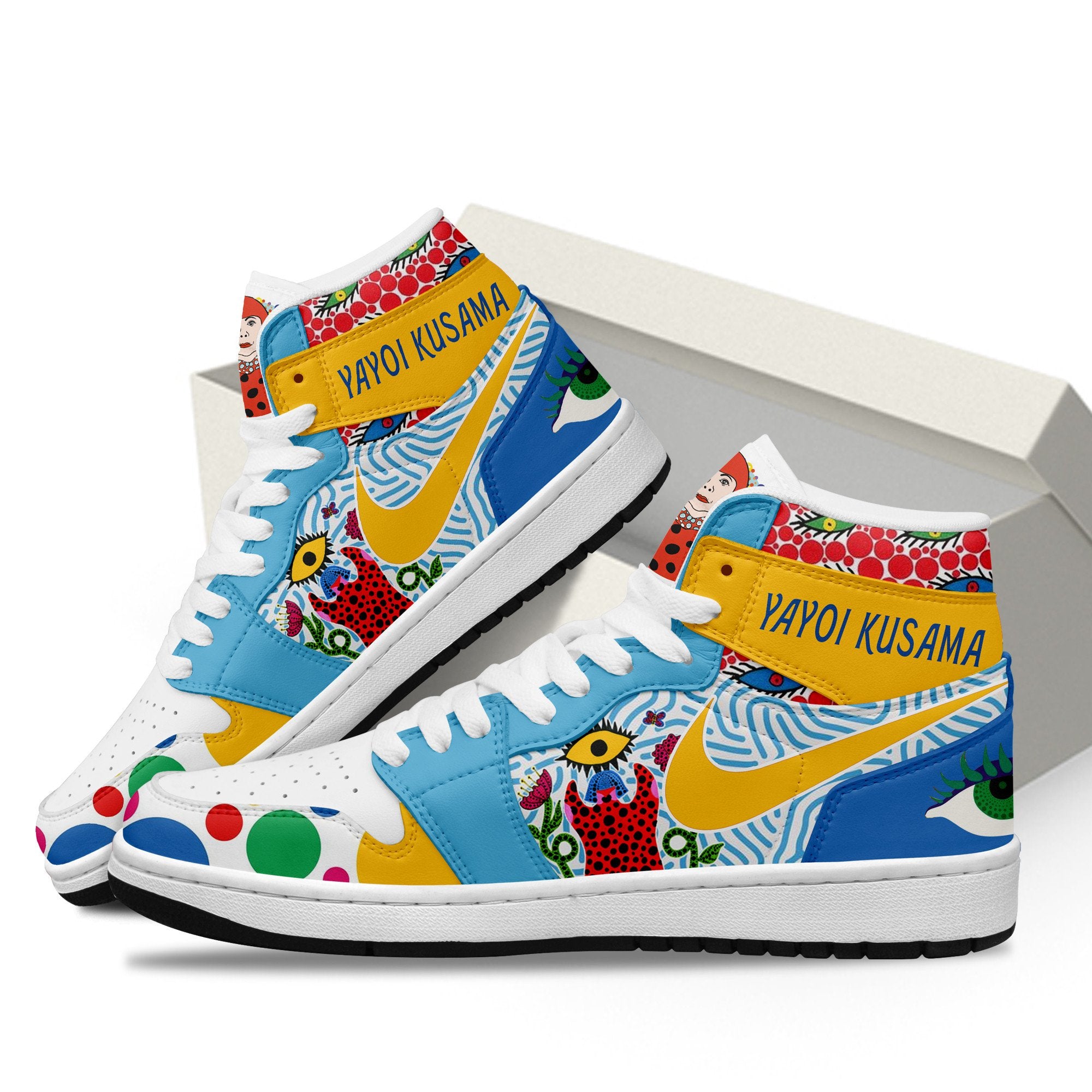 Ideafootwear Yayoi Kusama AJ1 High Sneakers Shoes For Men And Women