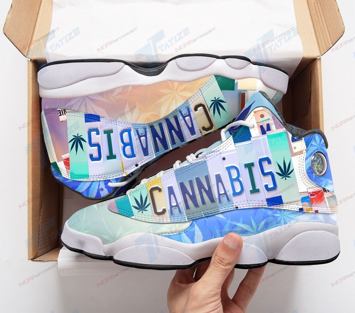 Ideafootwear Cannabis License Plate AJ13 Sneakers Shoes For Men And Women 1