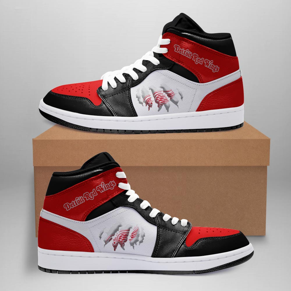 Ideafootwear Detroit Red Wings AJ1 High Sneakers Shoes For Men And Women 3