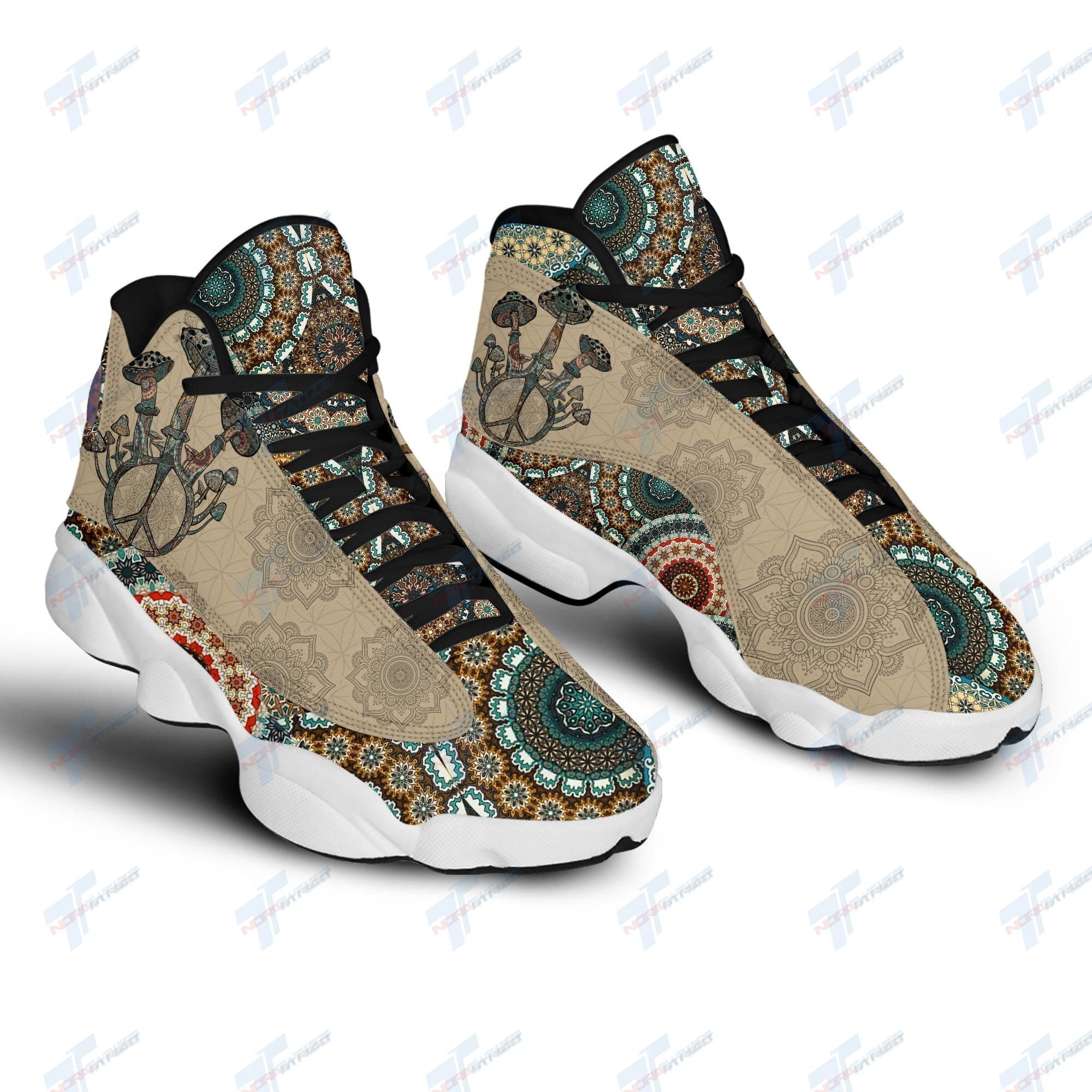 Ideafootwear Funny Mandala Mushroom AJ13 Sneakers Shoes For Men And Women 1