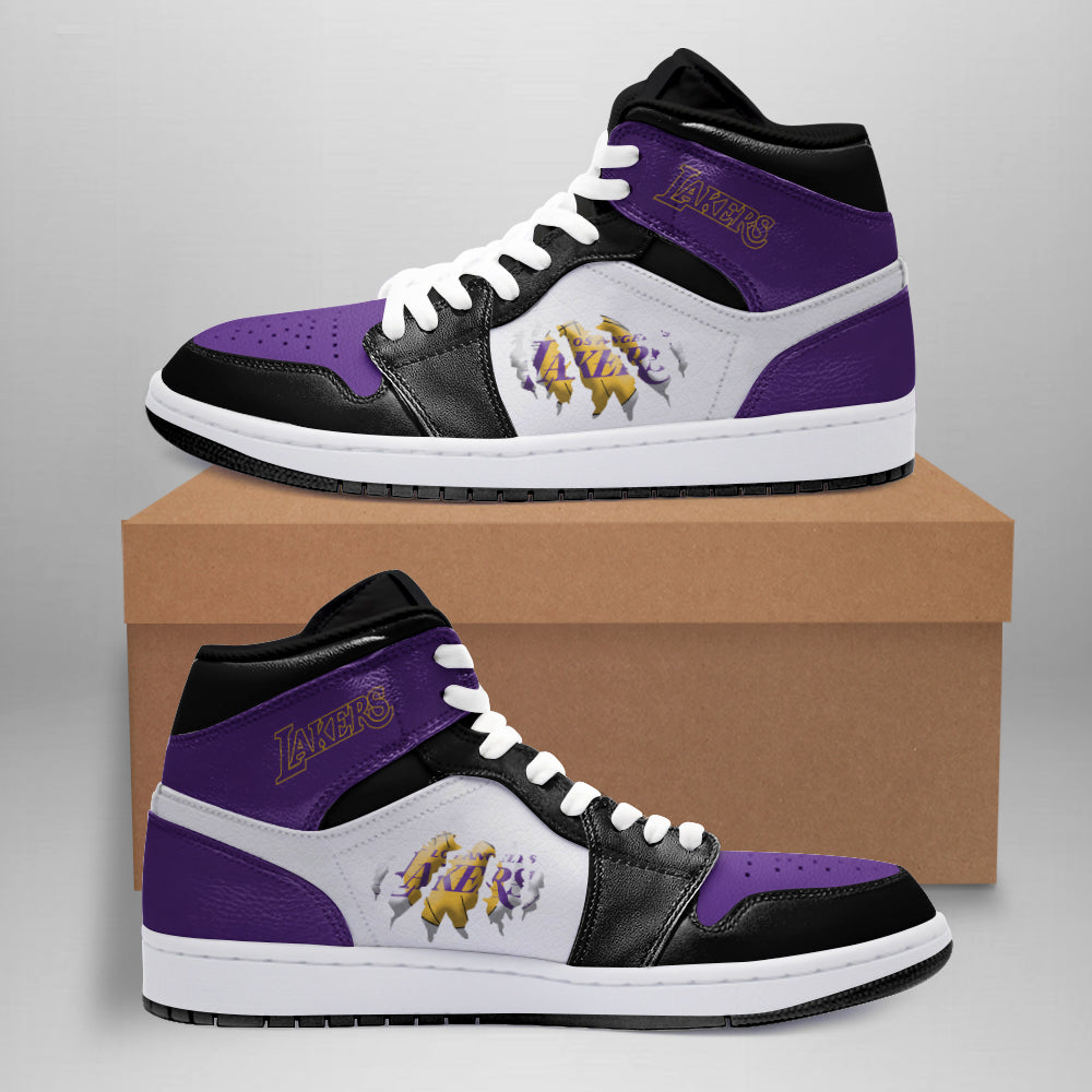 Ideafootwear Los Angeles Lakers AJ1 High Sneakers Shoes For Men And Women 5