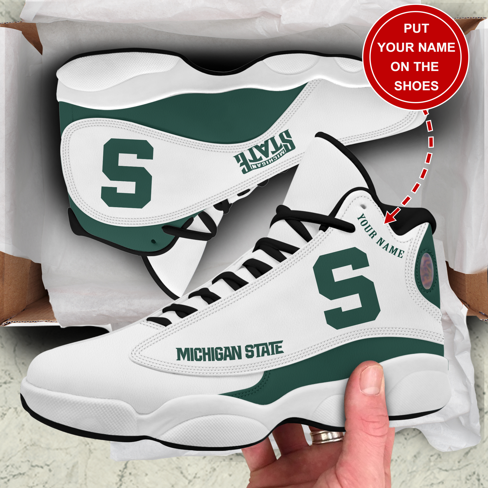 Ideafootwear Michigan State Spartans AJ13 Sneakers Shoes For Men And Women 1