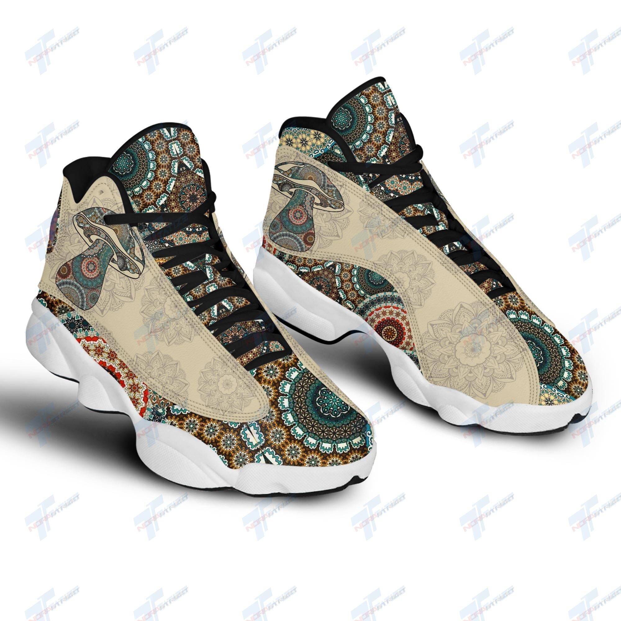 Ideafootwear Mushroom Mandala Pattern AJ13 Sneakers Shoes For Men And Women 1