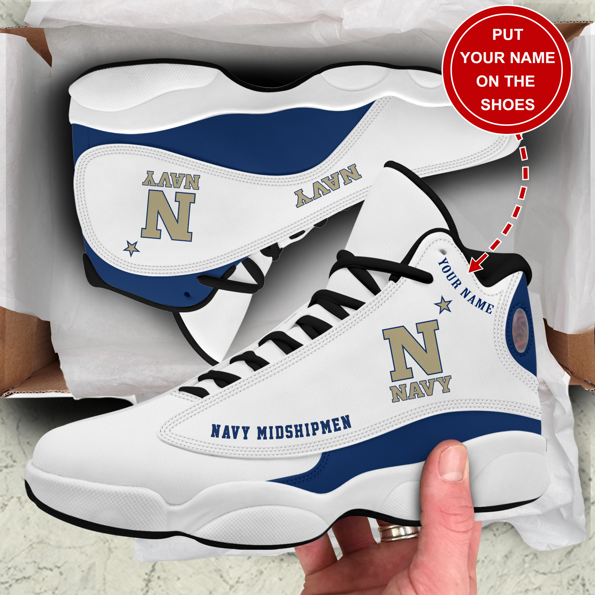 Ideafootwear Navy Midshipmen AJ13 Sneakers Shoes For Men And Women 1