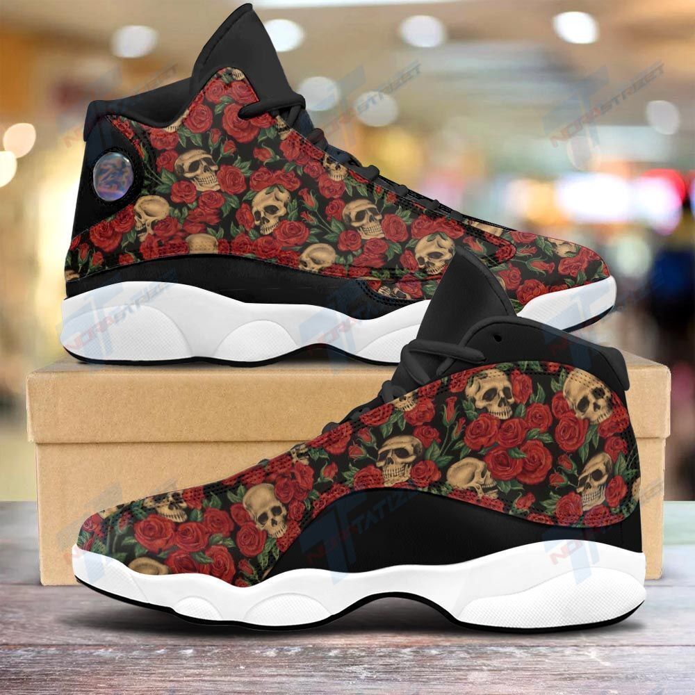 Ideafootwear Skull Flower Rose AJ13 Sneakers Shoes For Men And Women 1