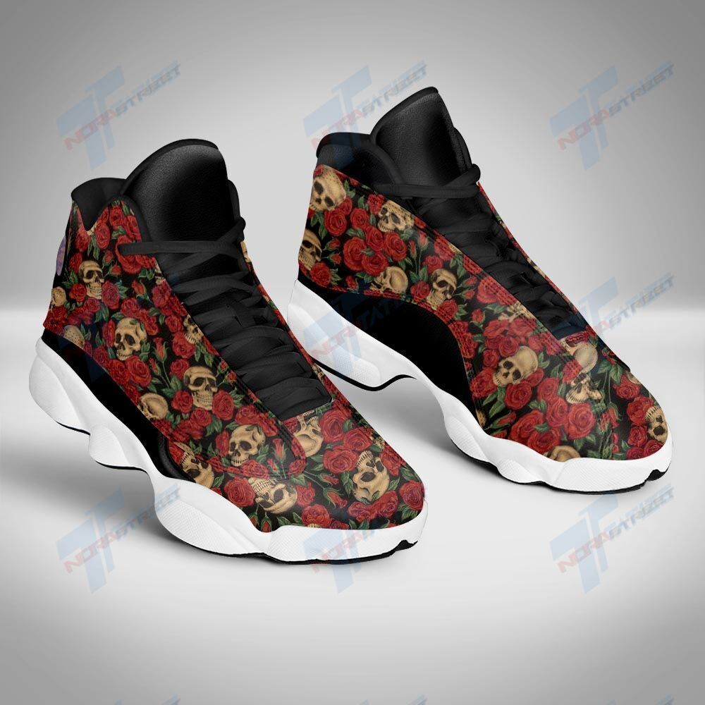 Ideafootwear Skull Flower Rose AJ13 Sneakers Shoes For Men And Women 1