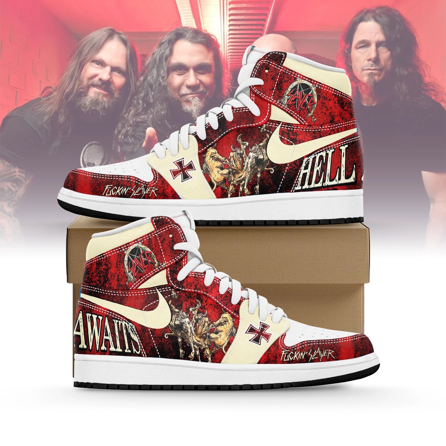 Ideafootwear Slayer Band AJ1 High Sneakers Shoes For Men And Women 1