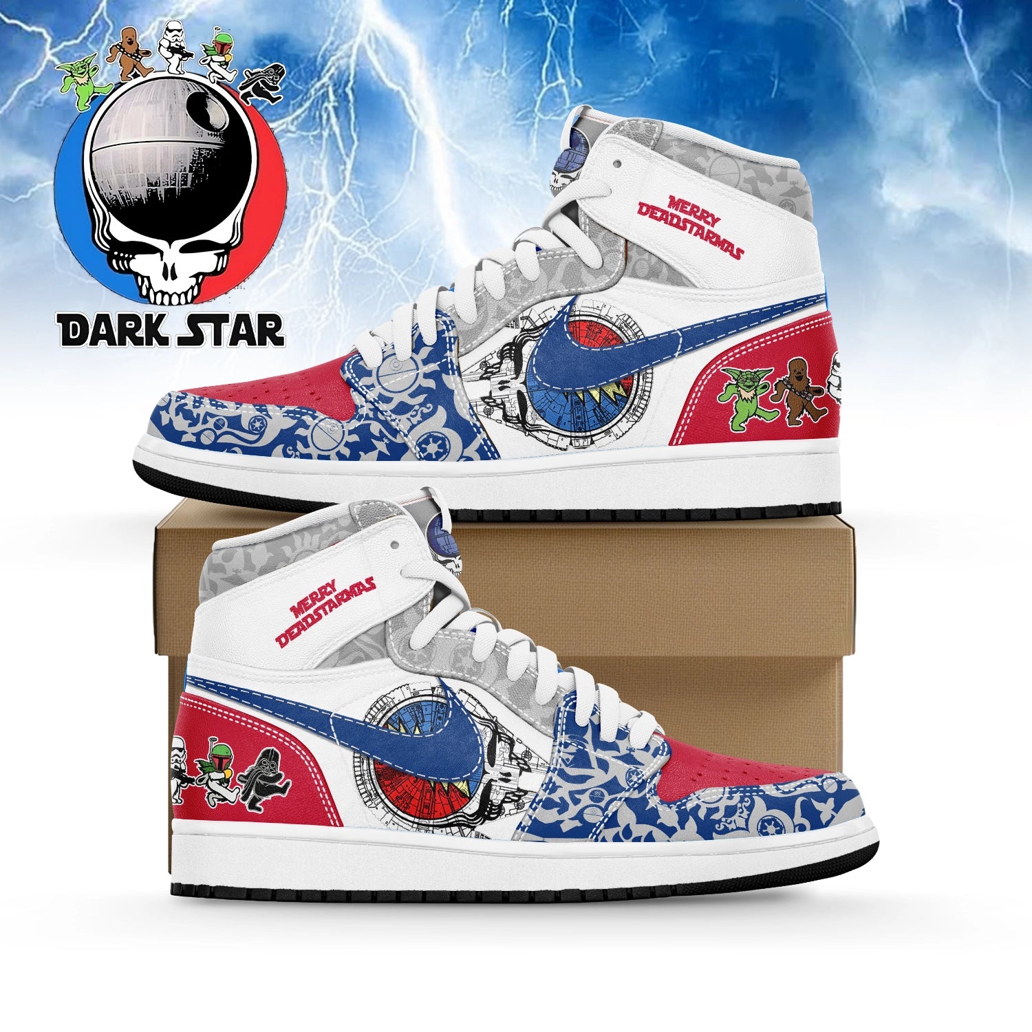 IdeaFootwear Star Wars x Grateful Dead x Christmas AJ1 High Sneakers Shoes For Men And Women