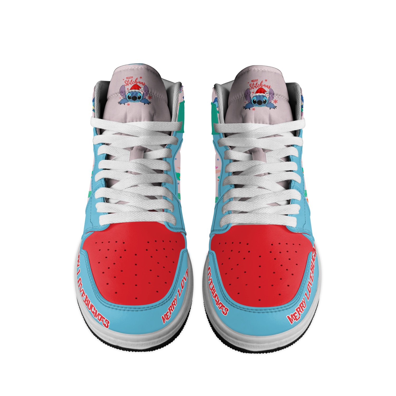Ideafootwear Lilo & Stitch x Christmas AJ1 High Sneakers Shoes For Men And Women