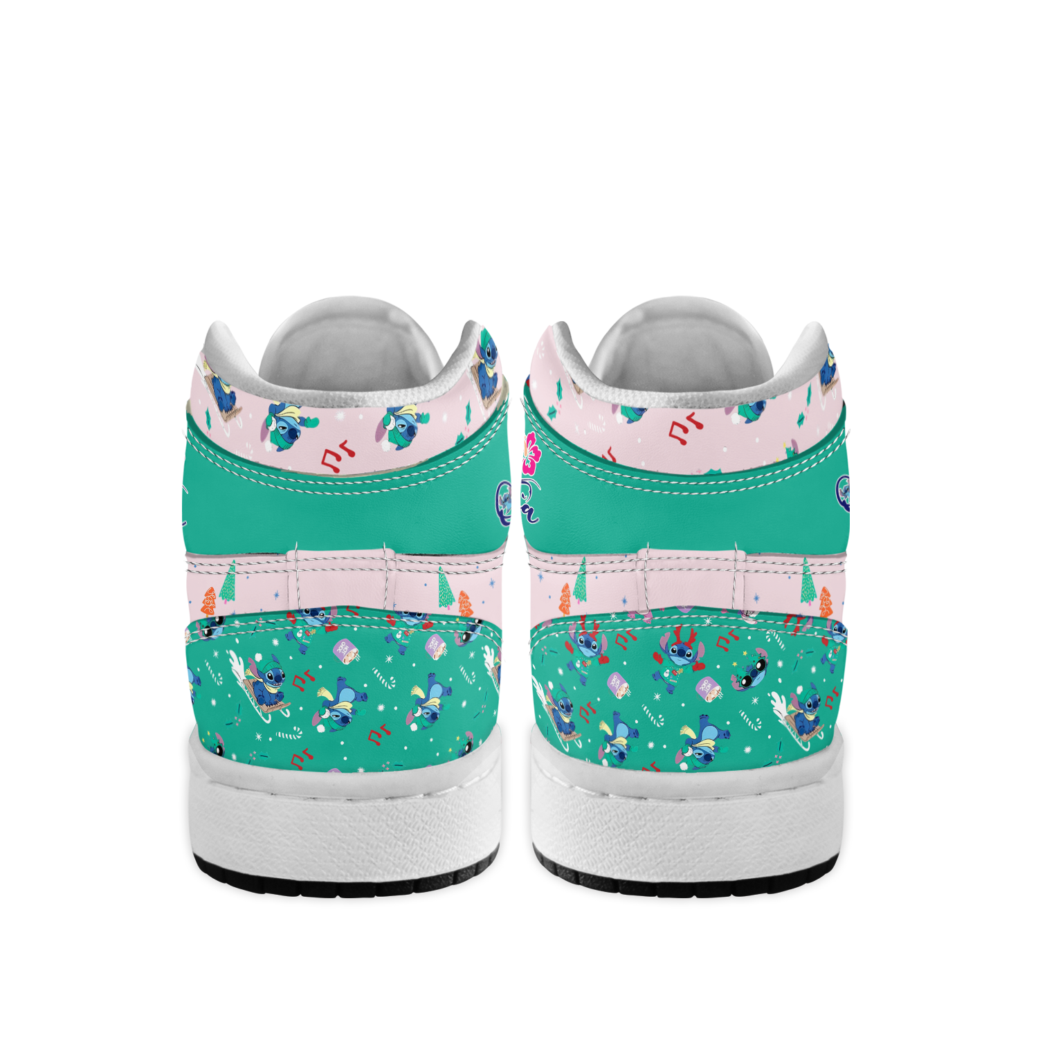 Ideafootwear Lilo & Stitch x Christmas AJ1 High Sneakers Shoes For Men And Women