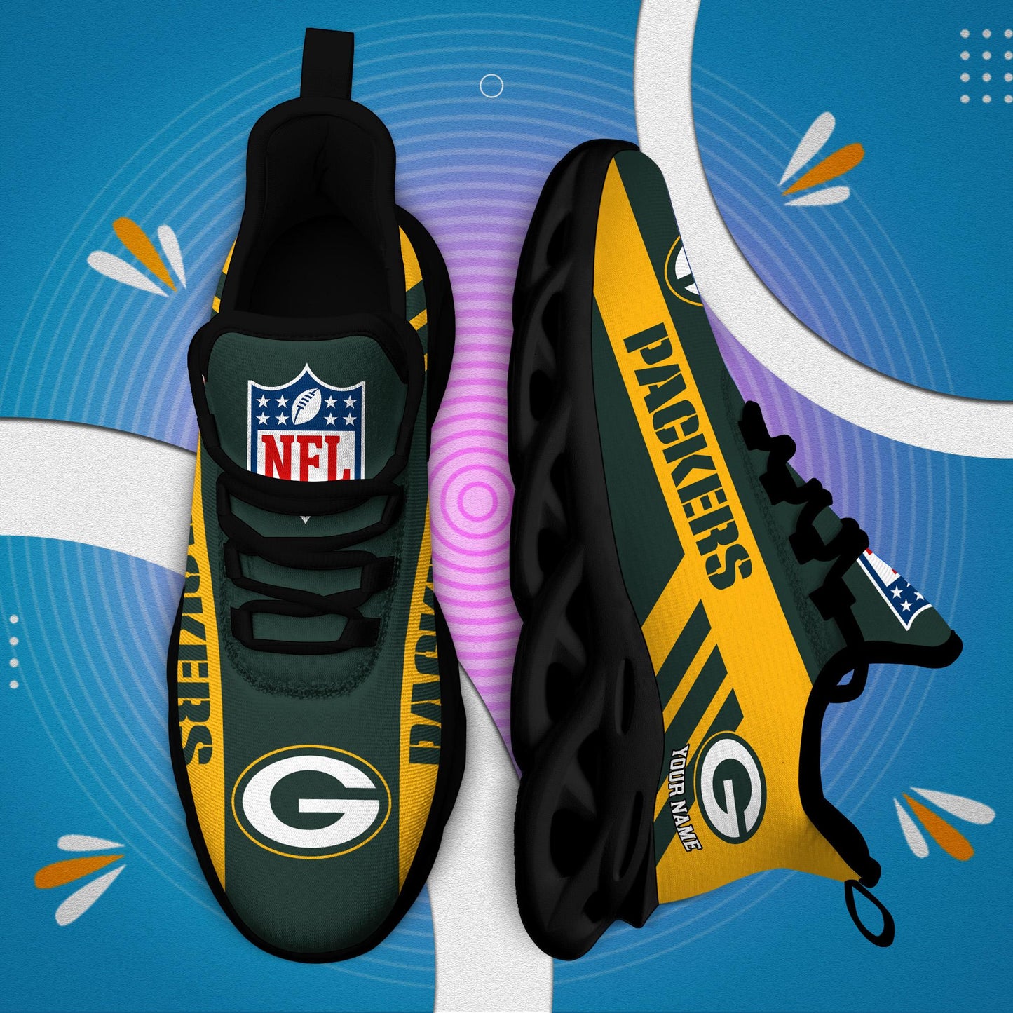 Ideafootwear Green Bay Packers Max Soul Shoes Sneakers For Men And Women