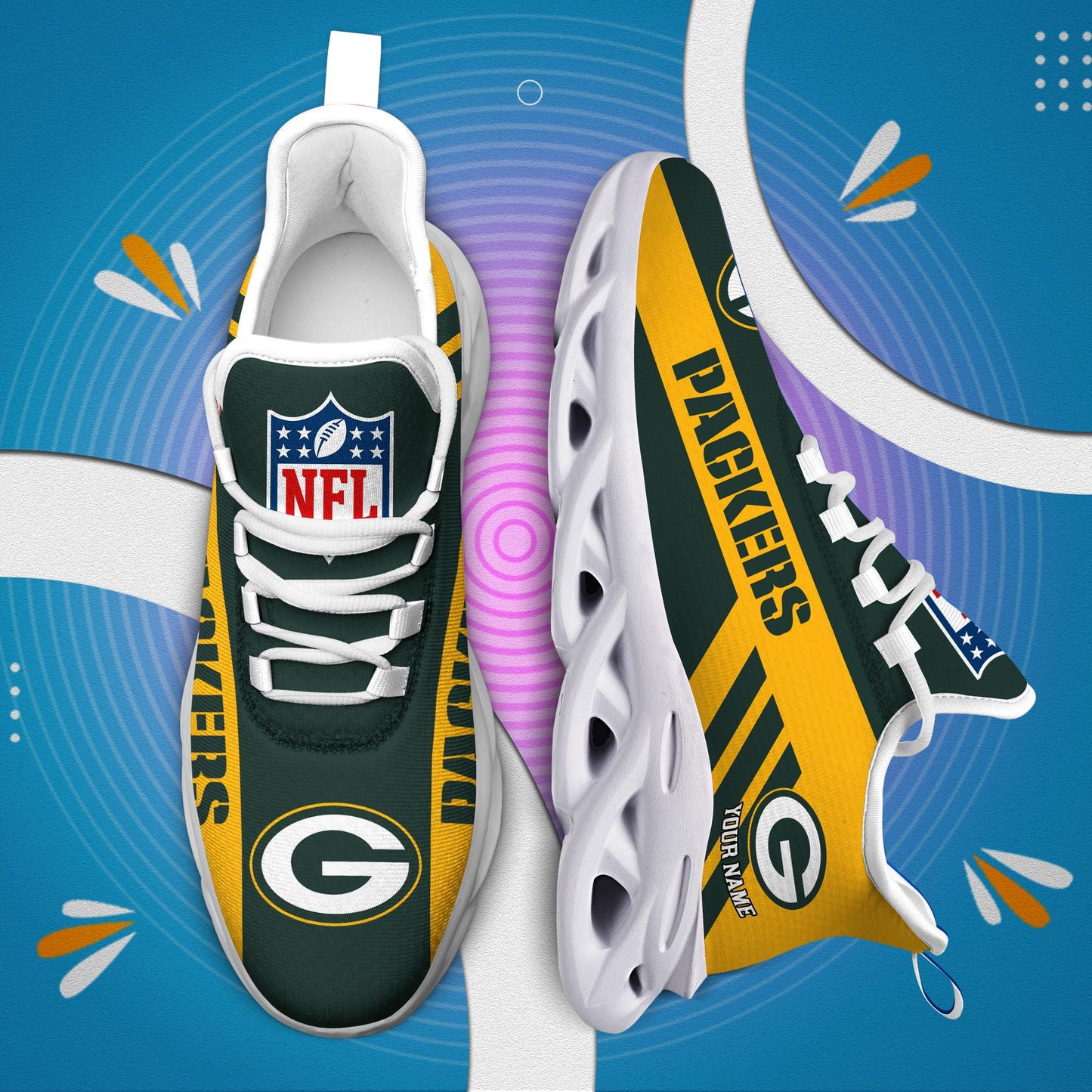 Ideafootwear Green Bay Packers Max Soul Shoes Sneakers For Men And Women