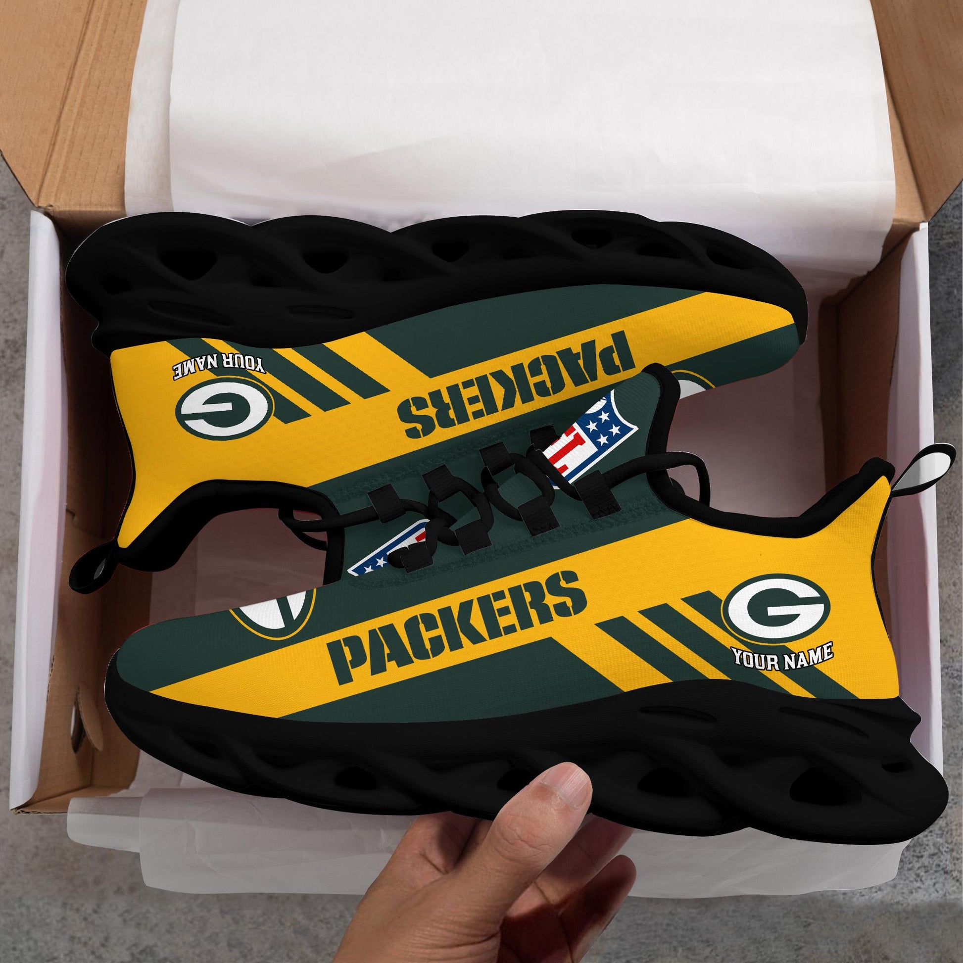Ideafootwear Green Bay Packers Max Soul Shoes Sneakers For Men And Women