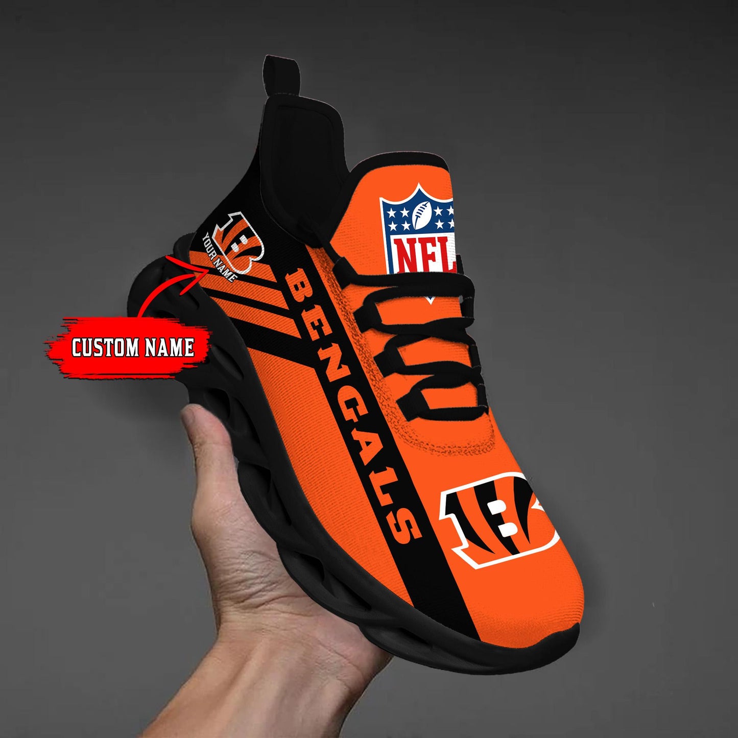 Ideafootwear Cincinnati Bengals Max Soul Shoes Sneakers For Men And Women