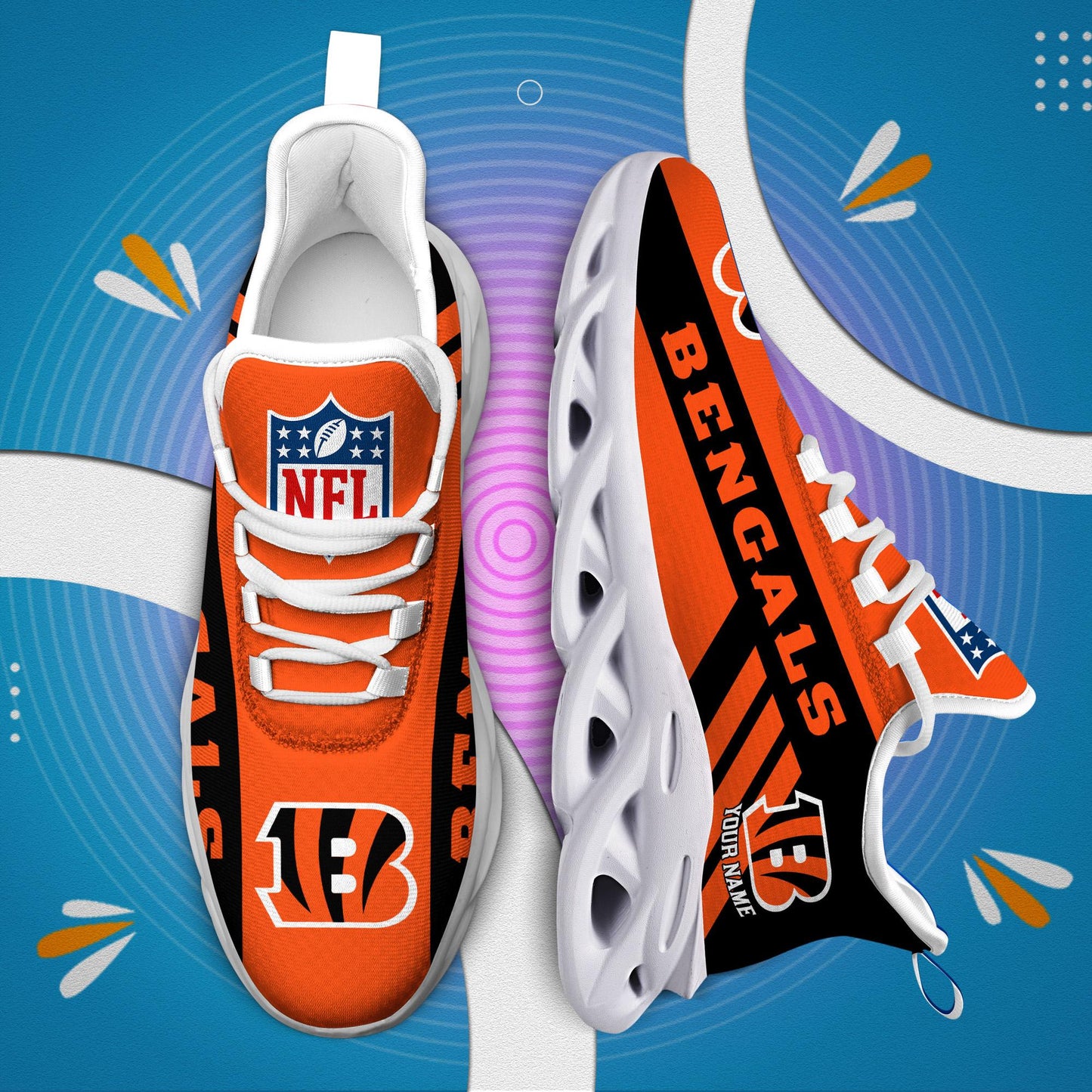 Ideafootwear Cincinnati Bengals Max Soul Shoes Sneakers For Men And Women