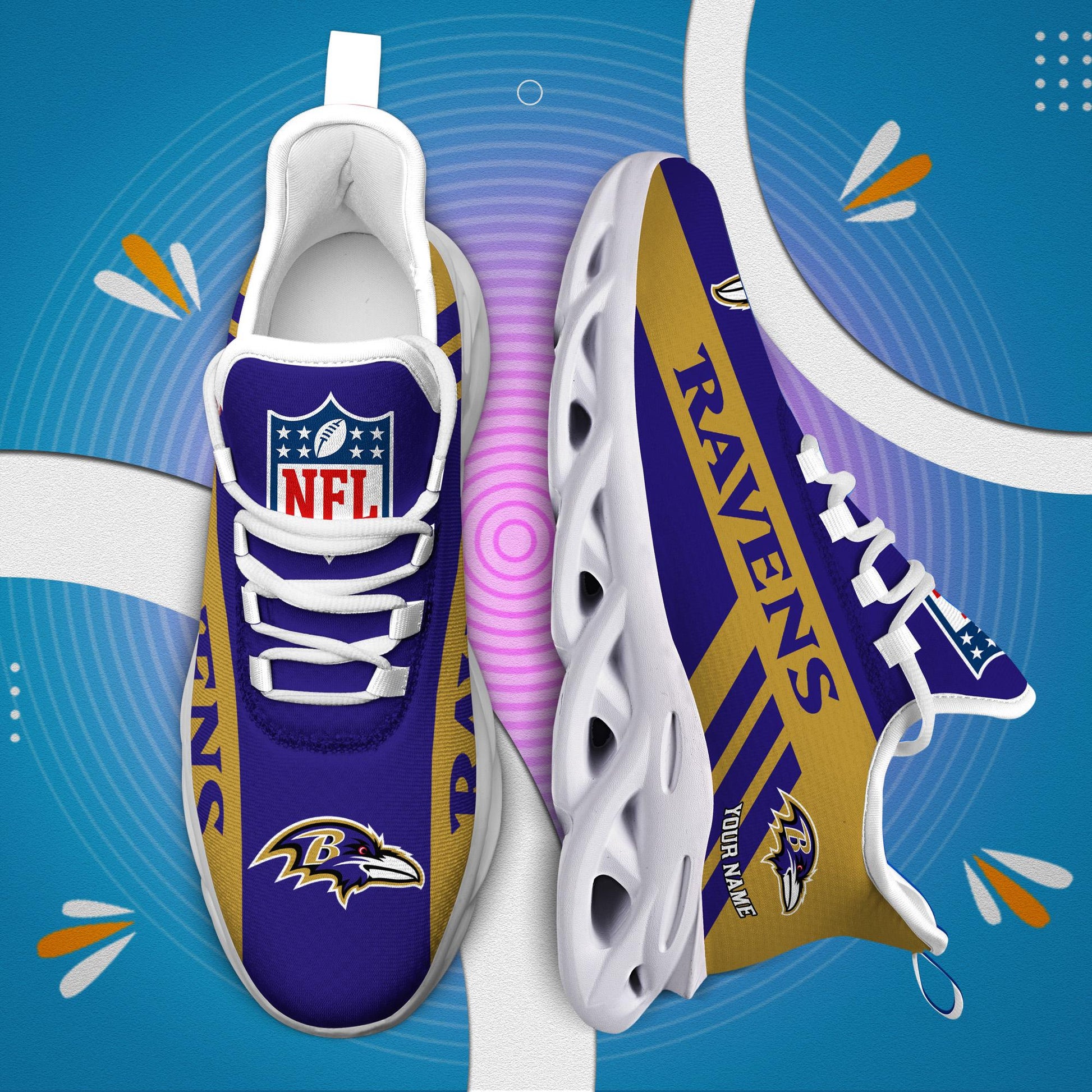 Ideafootwear Baltimore Ravens Max Soul Shoes Sneakers For Men And Women