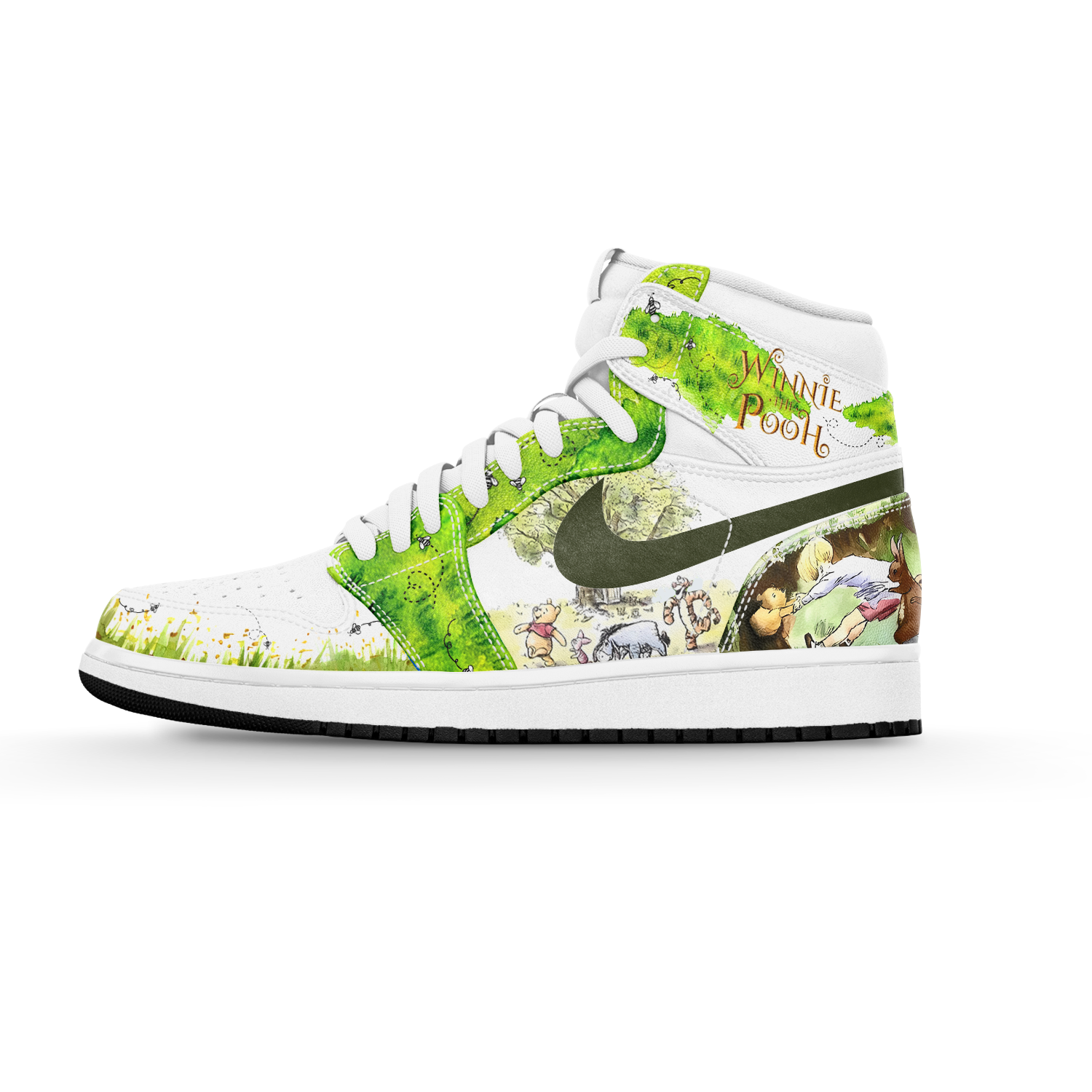 Ideafootwear Winnie The Pooh AJ1 High Sneakers Shoes For Men And Women 1