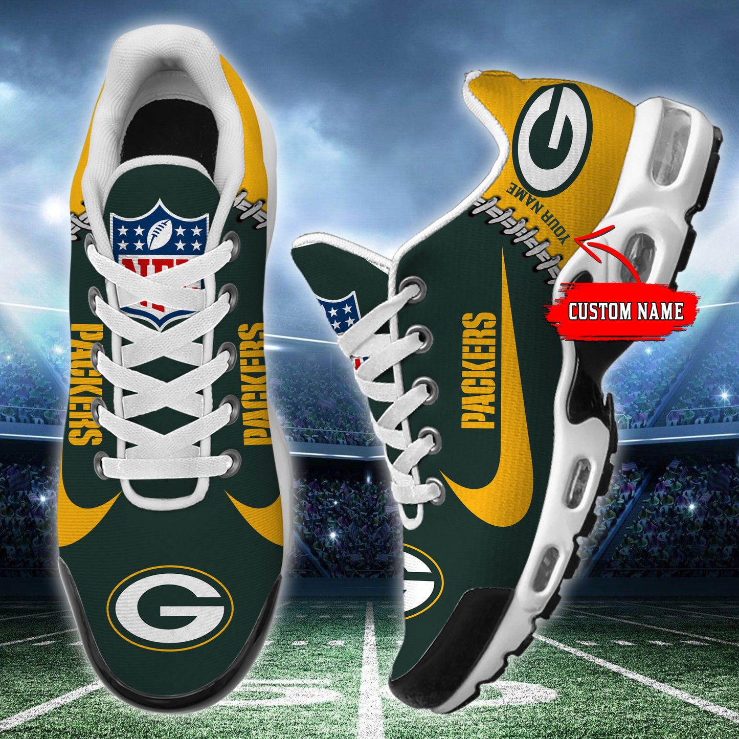 Ideafootwear Green Bay Packers TN Shoes Sneakers For Men And Women