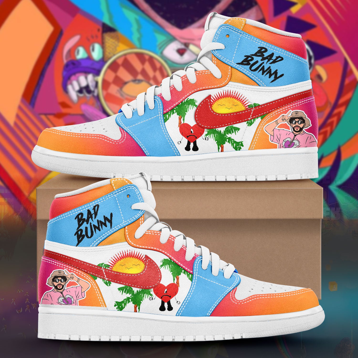 Ideafootwear Bad Bunny AJ1 High Sneakers Shoes For Men And Women 1