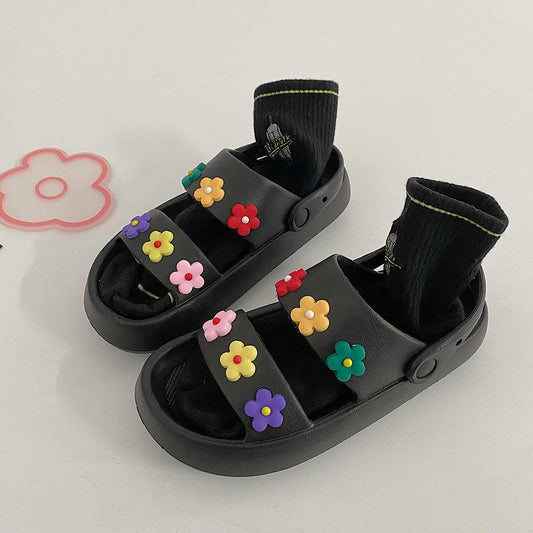 Flower Two Strap Sandals For Women