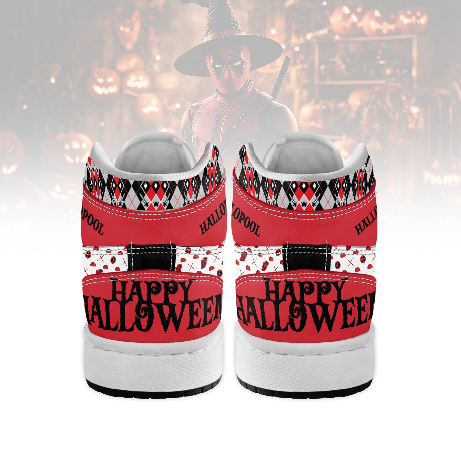 Ideafootwear Deadpool x Halloween AJ1 High Sneakers Shoes For Men And Women