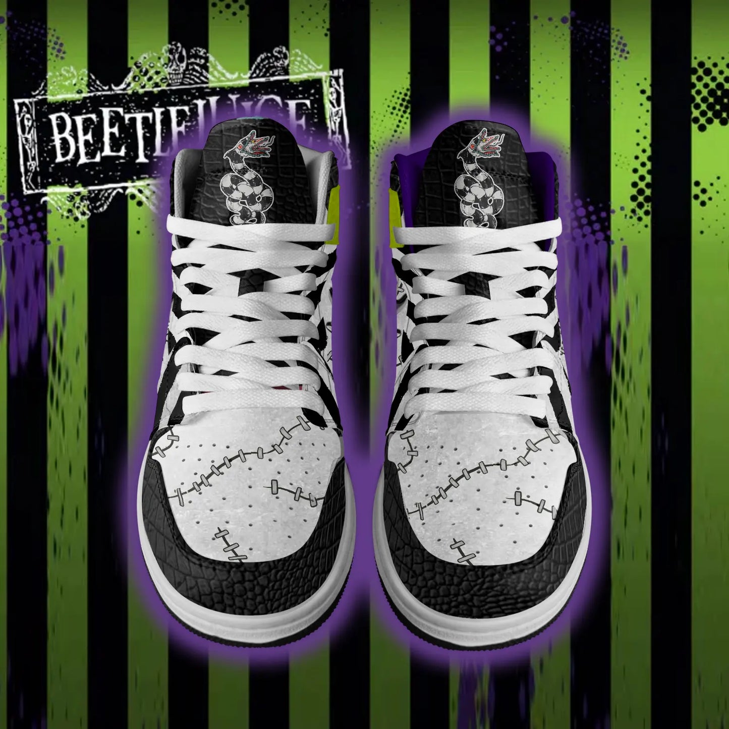 Ideafootwear Beetlejuice x Halloween AJ1 High Sneakers Shoes For Men And Women
