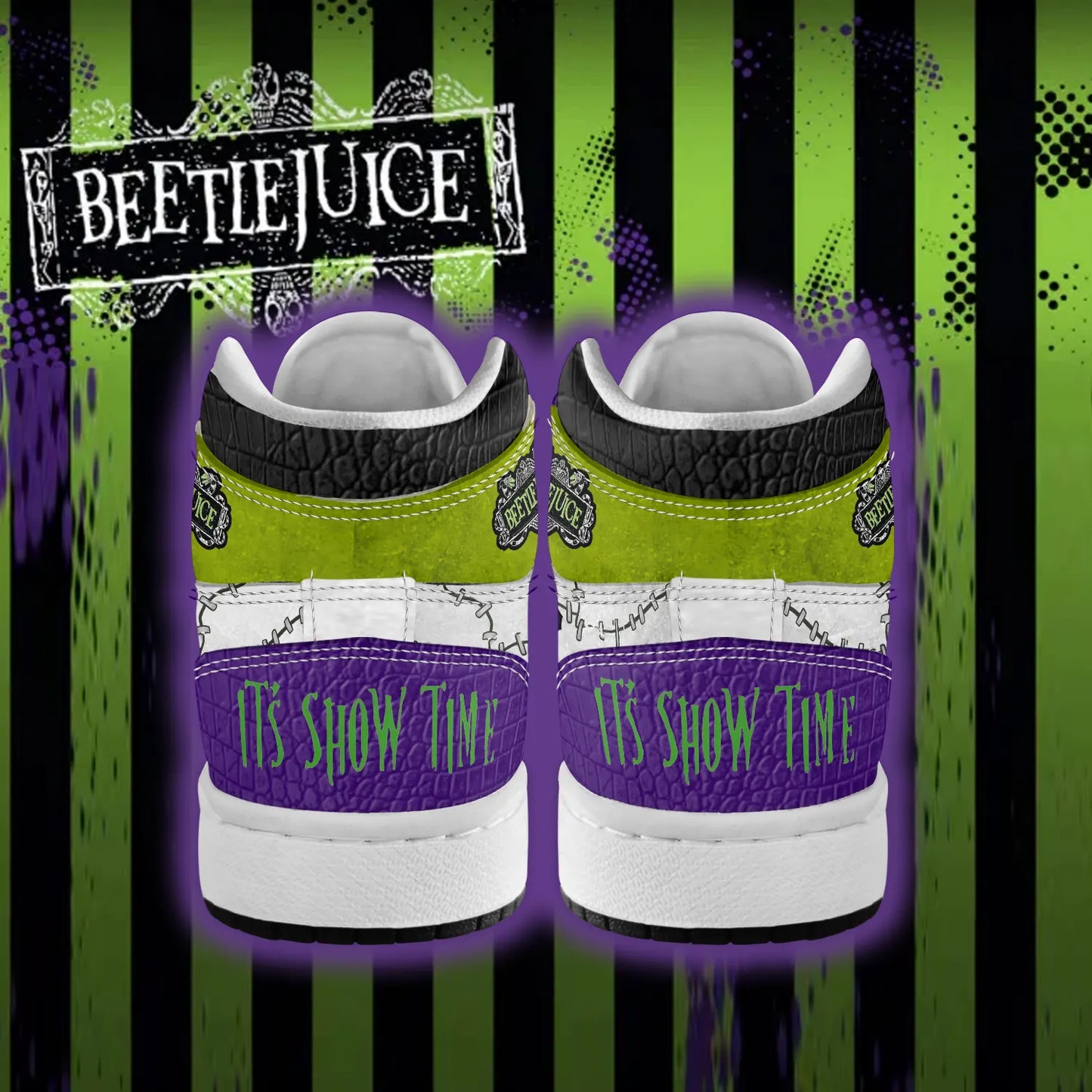 Ideafootwear Beetlejuice x Halloween AJ1 High Sneakers Shoes For Men And Women