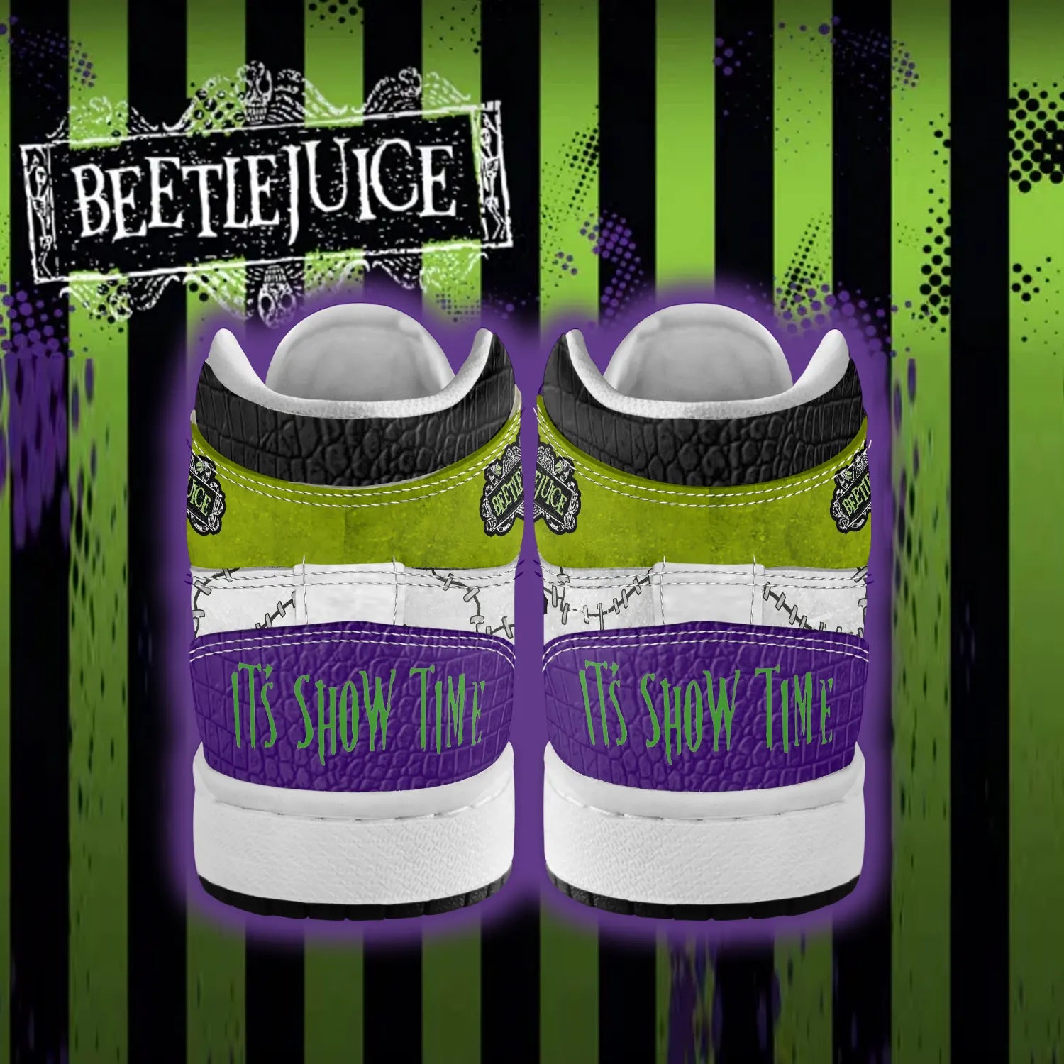 Ideafootwear Beetlejuice x Halloween AJ1 High Sneakers Shoes For Men And Women