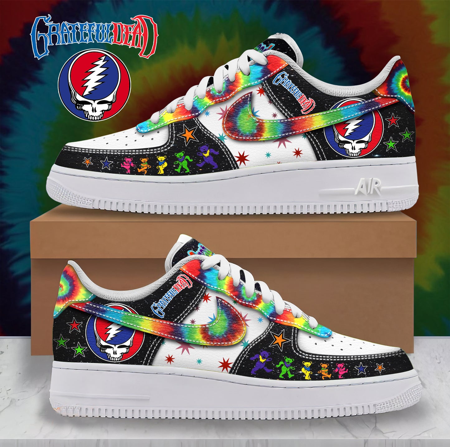Ideafootwear Grateful Dead Air Low-Top Sneakers Shoes For Men And Women 5