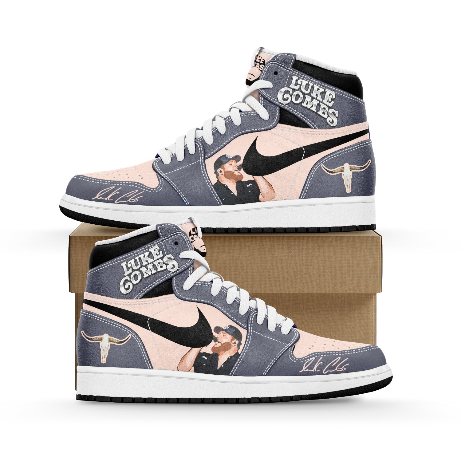 Ideafootwear Luke Combs AJ1 High Sneakers Shoes For Men And Women 1