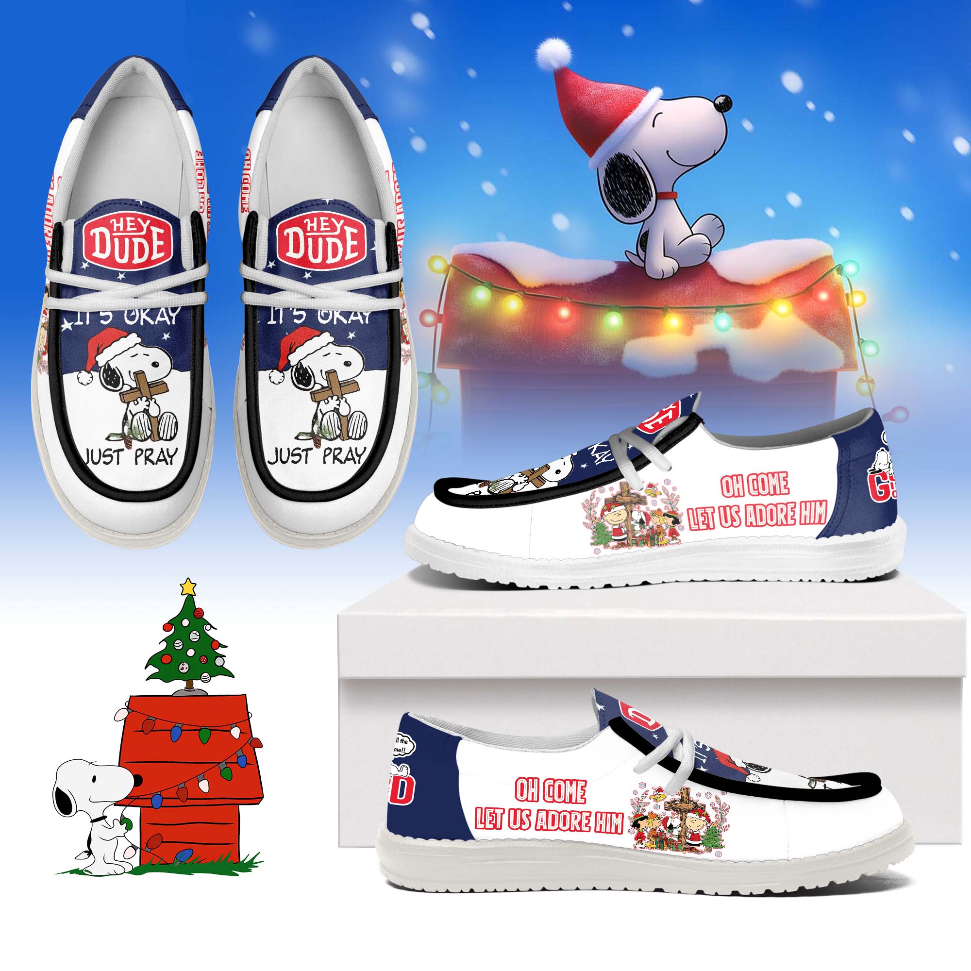 IdeaFootwear Snoopy x Christmas Hey Dude Shoes For Men And Women