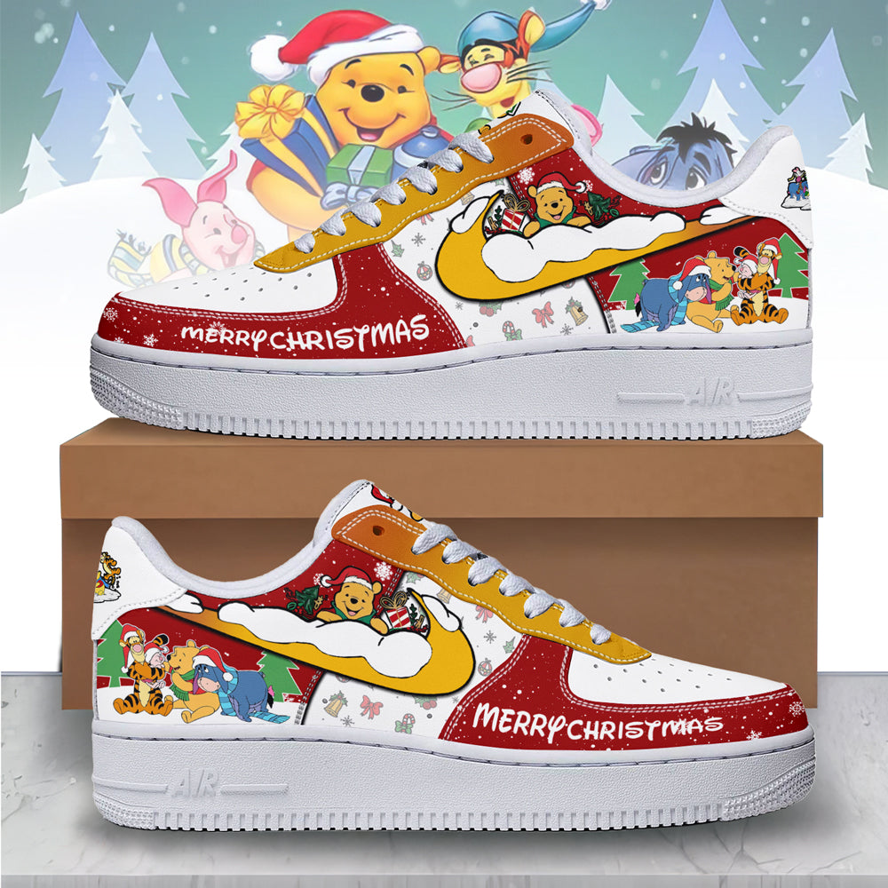 Ideafootwear Winnie the Pooh x Christmas Air Low-Top Sneakers Shoes For Men And Women 1