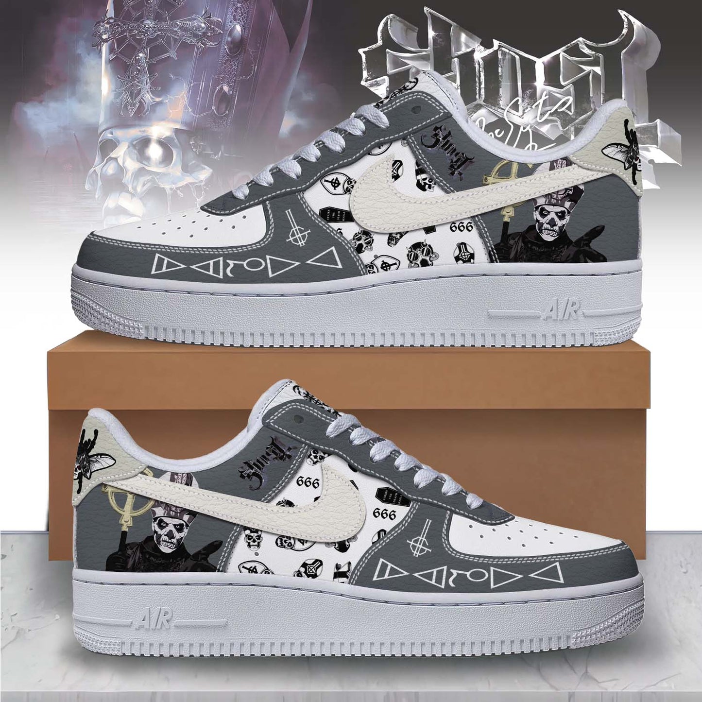 Gleammerch Ghost Band x Christmas Air Low-Top Sneakers Shoes For Men And Women