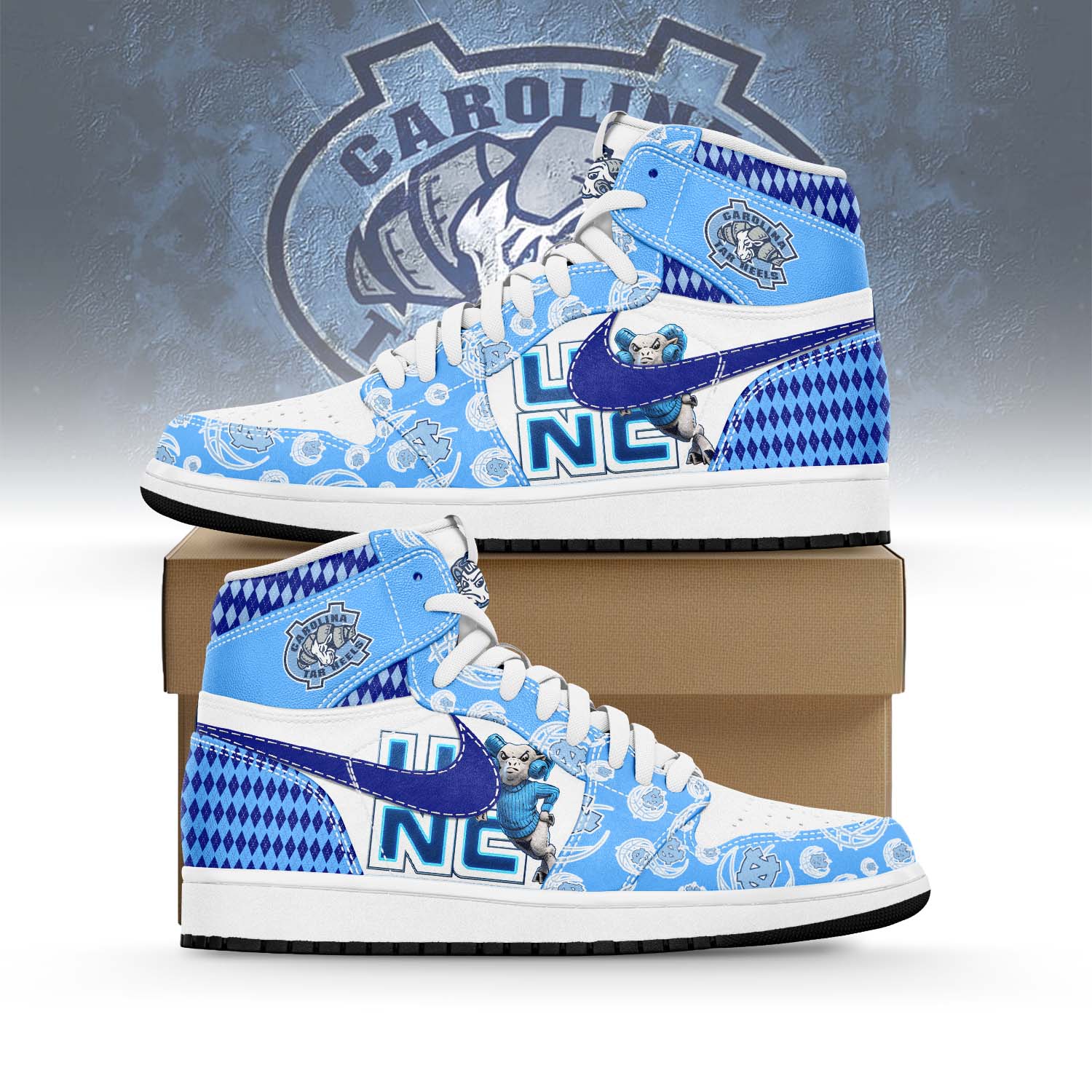 Ideafootwear North Carolina Tar Heels AJ1 High Sneakers Shoes For Men And Women