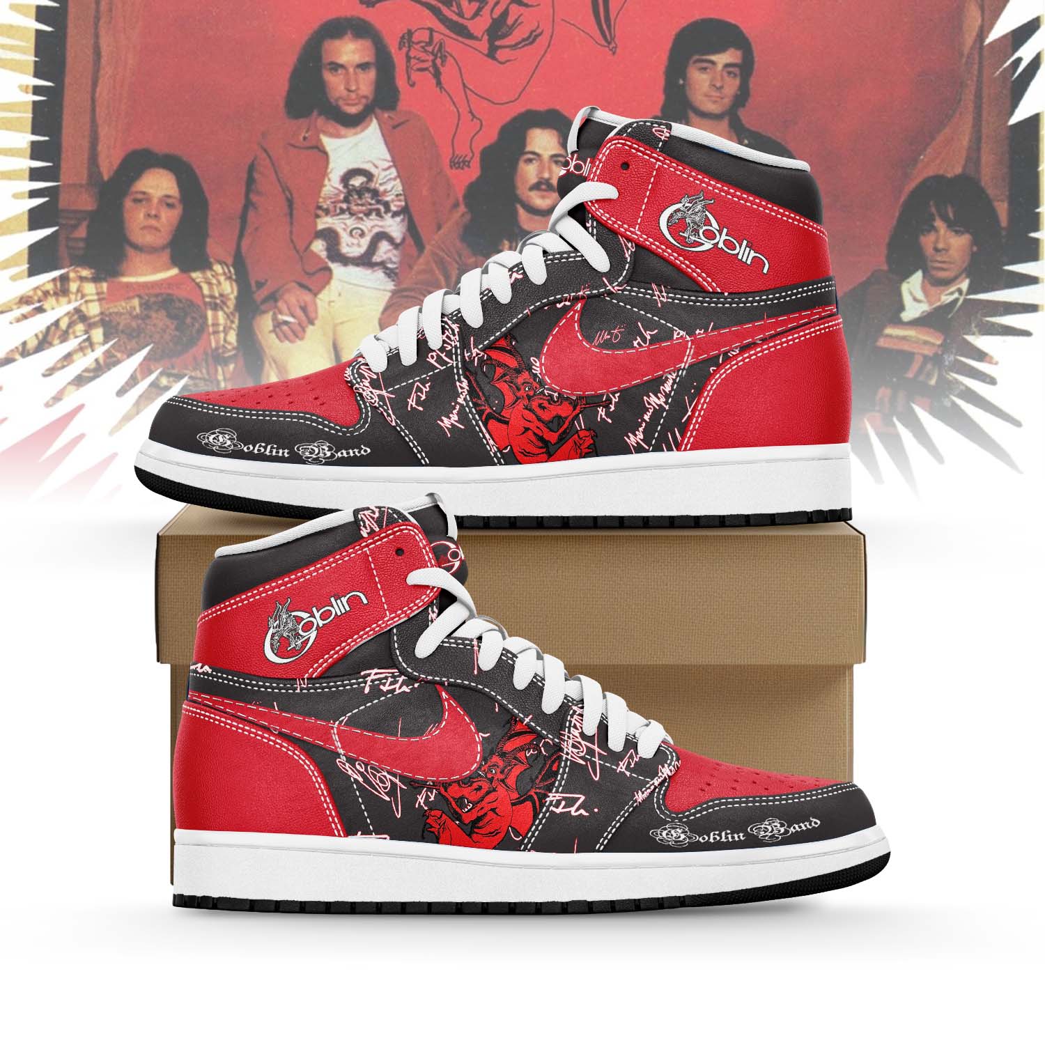 IdeaFootwear Goblin Band AJ1 High Sneakers Shoes For Men And Women