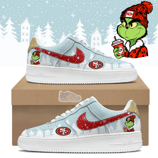 Ideafootwear 49ers Football Grinchmas Air Low-Top Sneakers Shoes For Men And Women 1