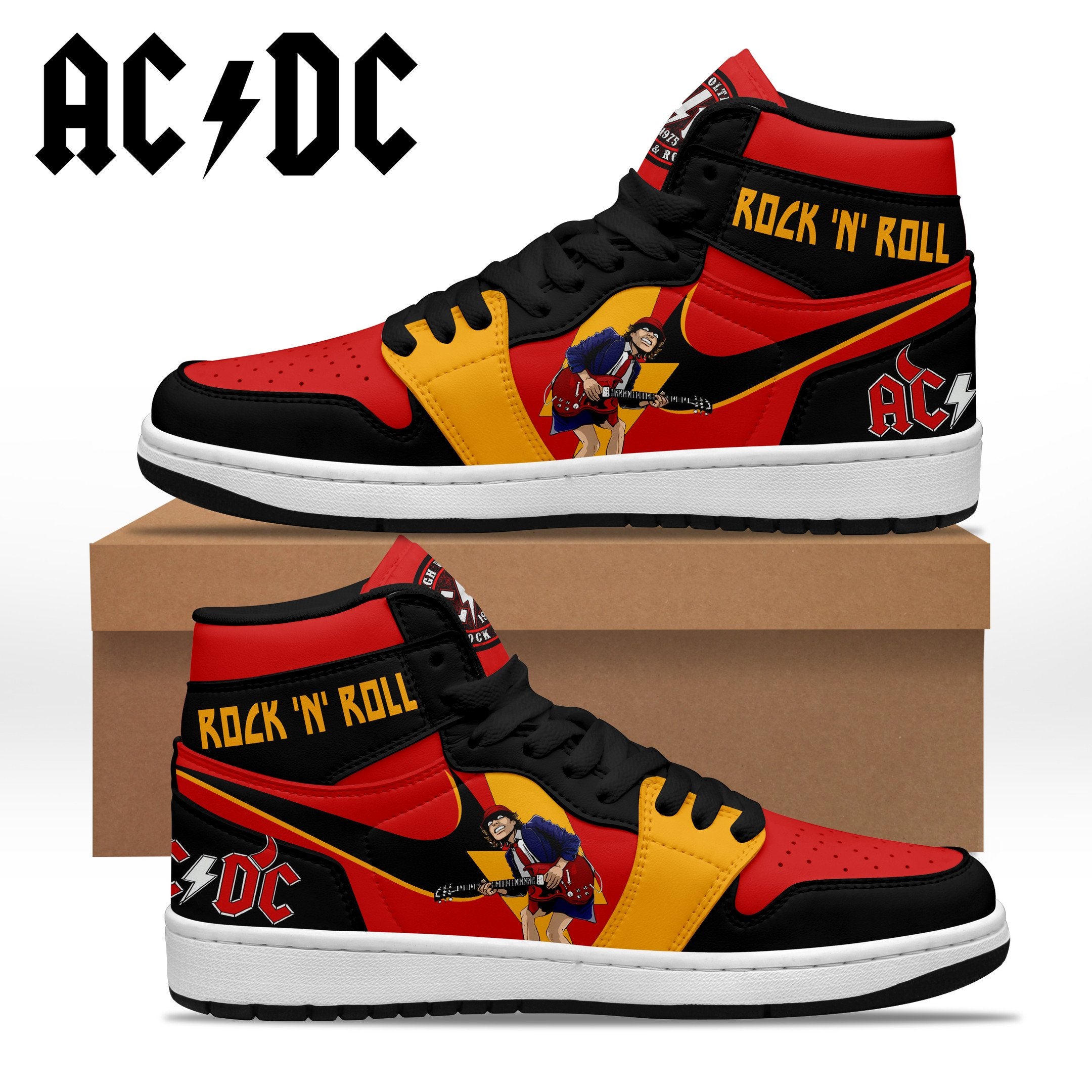 Ideafootwear AC/DC AJ1 High Sneakers Shoes For Men And Women 9 ...