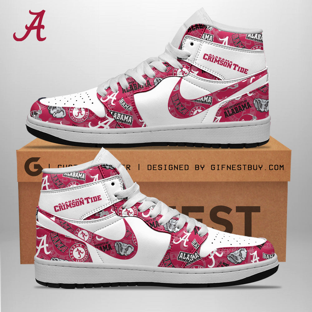 Ideafootwear Alabama Crimson Tide AJ1 High Sneakers Shoes For Men And Women 3