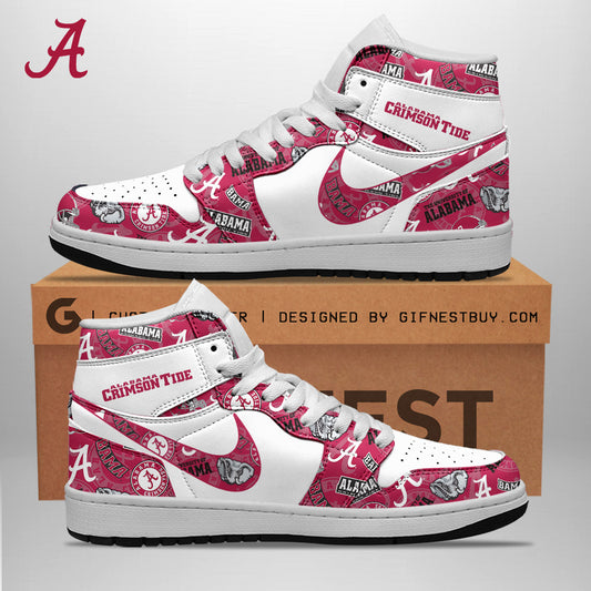 Ideafootwear Alabama Crimson Tide AJ1 High Sneakers Shoes For Men And Women 3