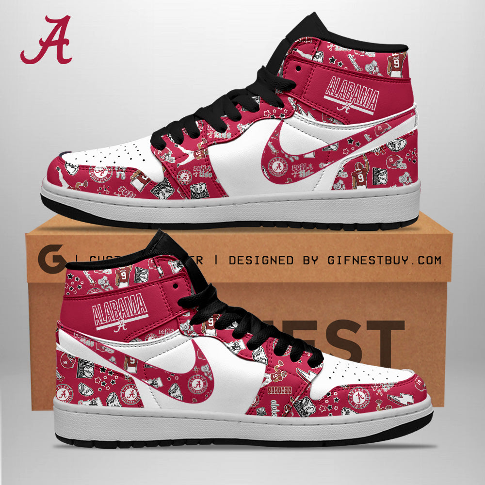 Ideafootwear Alabama Crimson Tide AJ1 High Sneakers Shoes For Men And Women 4