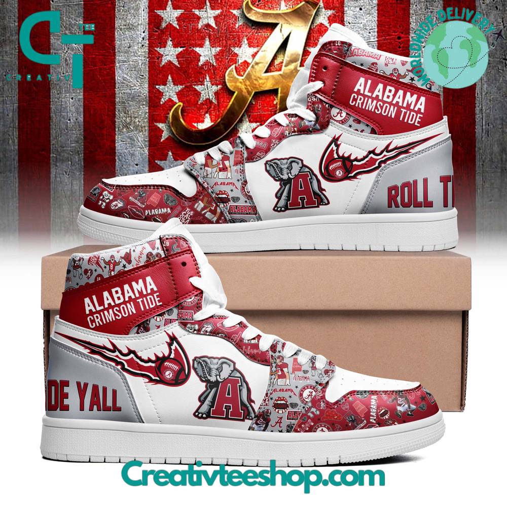 Ideafootwear Alabama Crimson Tide AJ1 High Sneakers Shoes For Men And Women 7