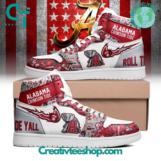Ideafootwear Alabama Crimson Tide AJ1 High Sneakers Shoes For Men And Women 7