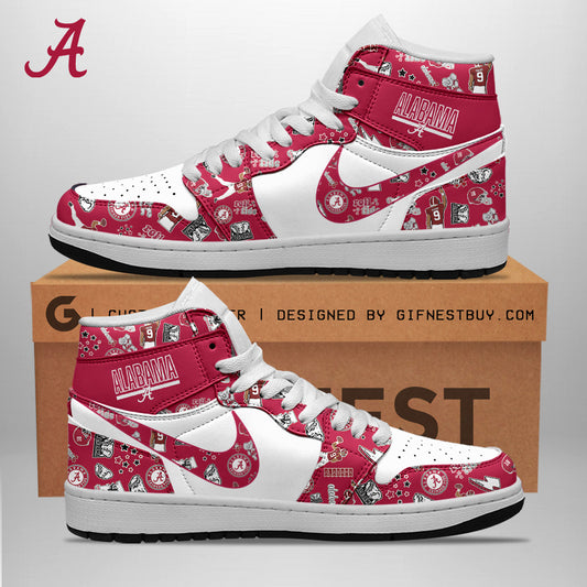 Ideafootwear Alabama Crimson Tide AJ1 High Sneakers Shoes For Men And Women 4