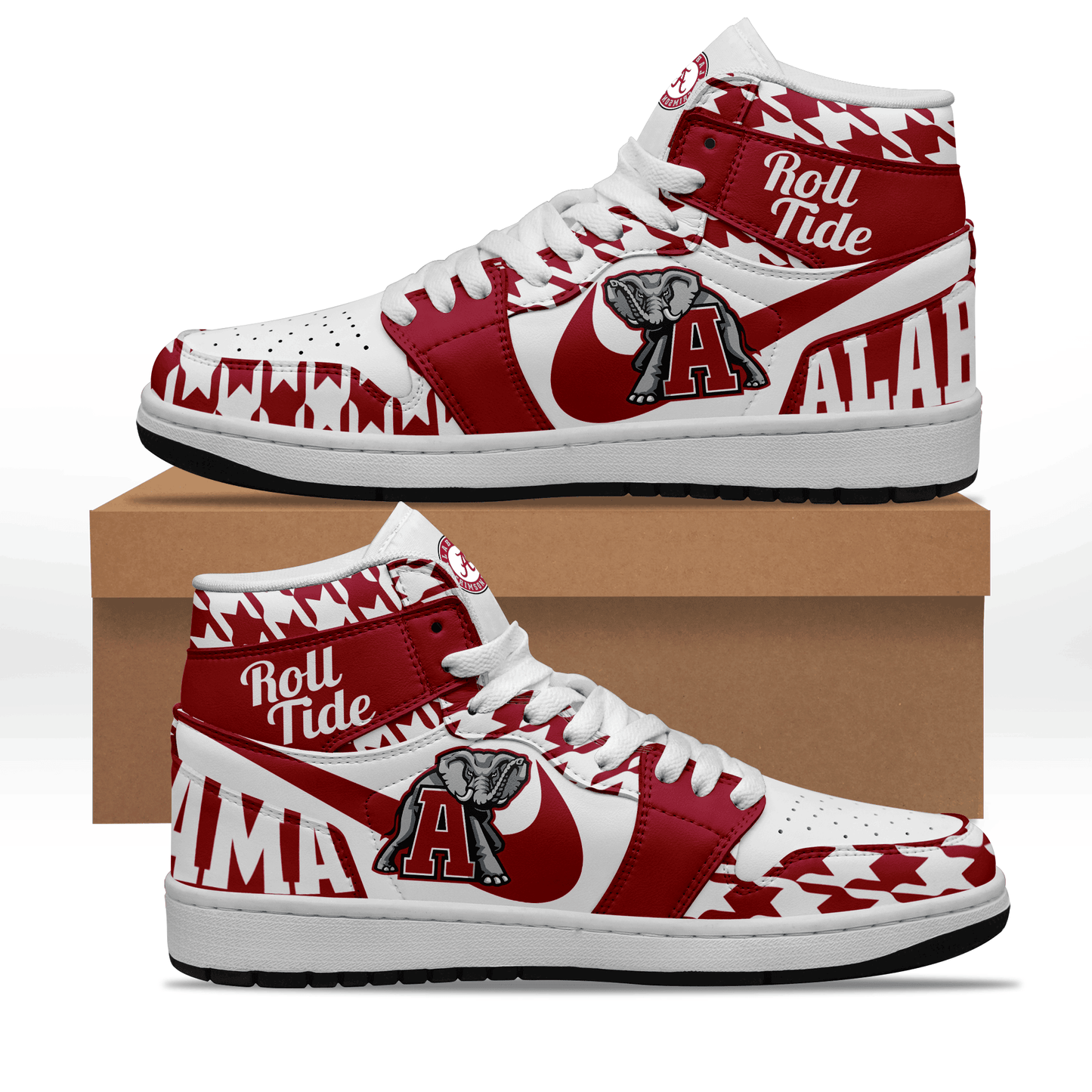 Ideafootwear Alabama Crimson Tide AJ1 High Sneakers Shoes For Men And Women 8