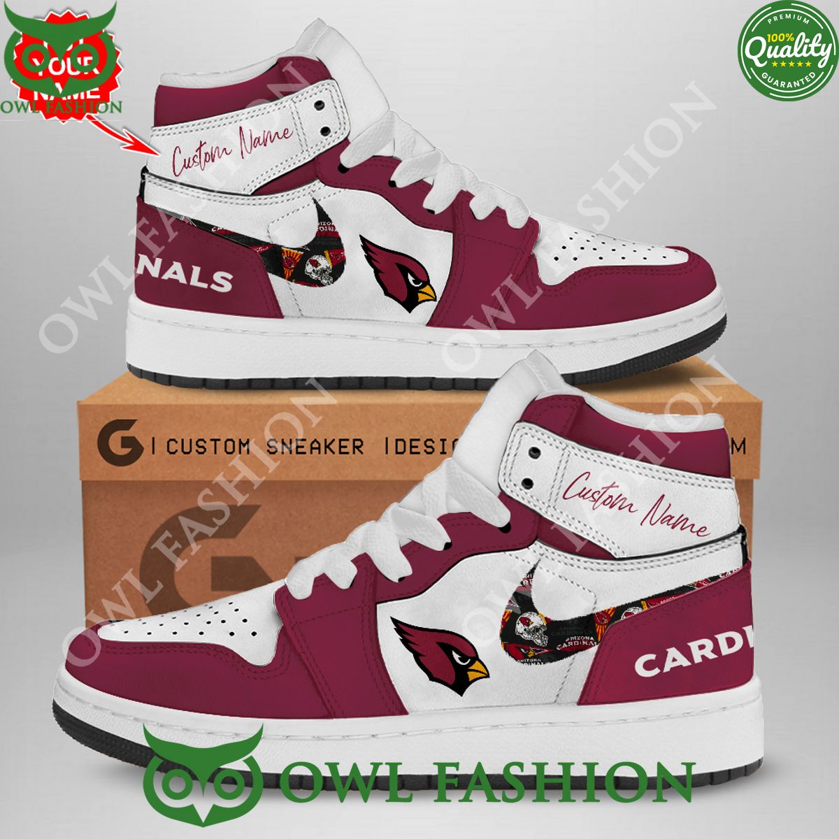 Ideafootwear Arizona Cardinals AJ1 High Sneakers Shoes For Men And Women 12