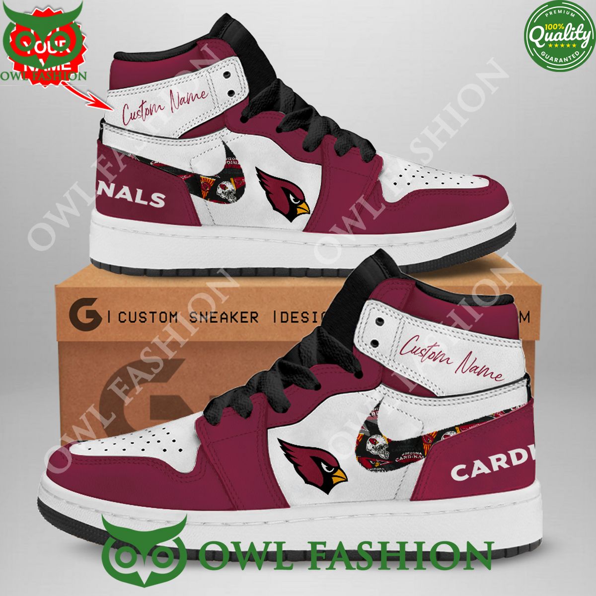 Ideafootwear Arizona Cardinals AJ1 High Sneakers Shoes For Men And Women 11