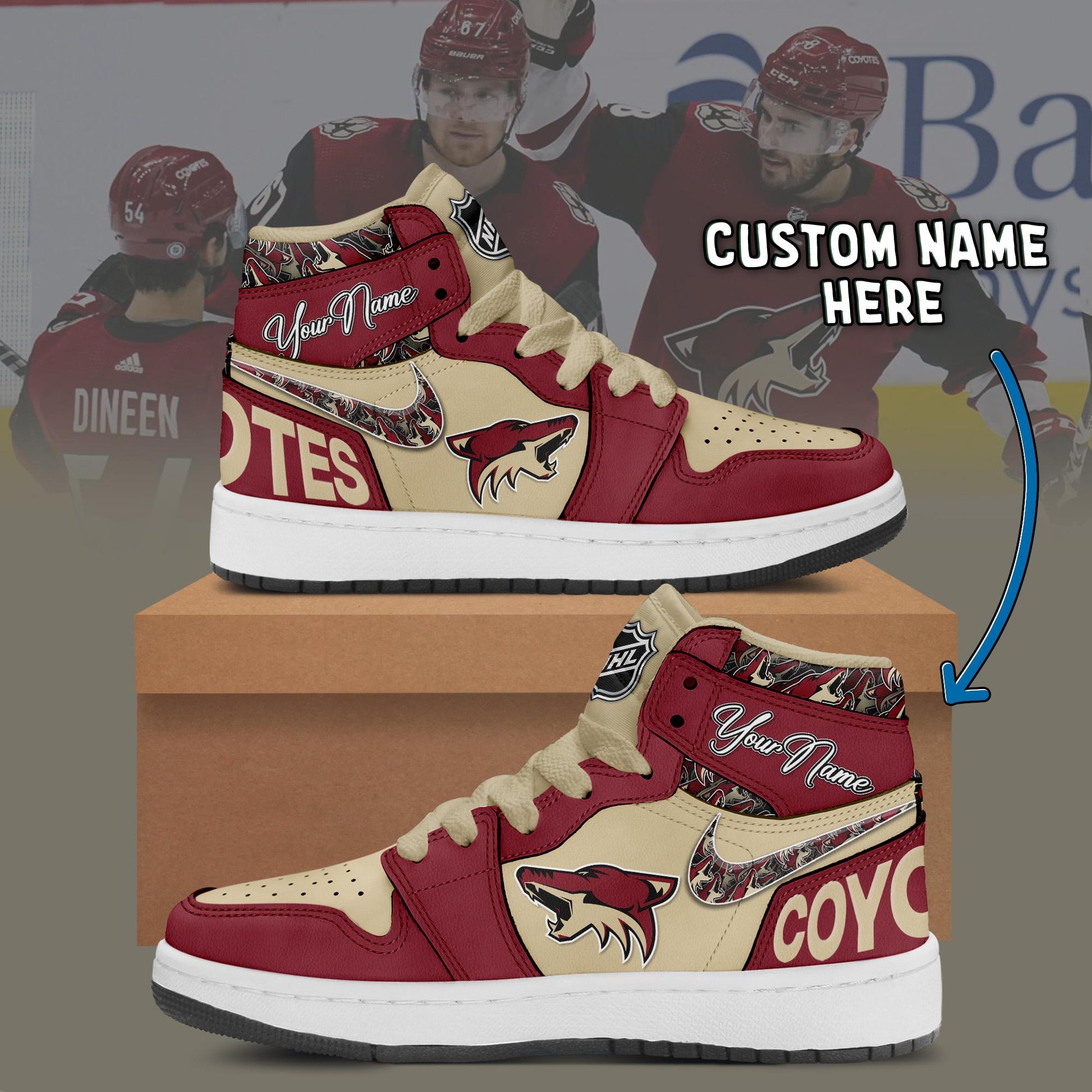 Ideafootwear Arizona Coyotes AJ1 High Sneakers Shoes For Men And Women 2