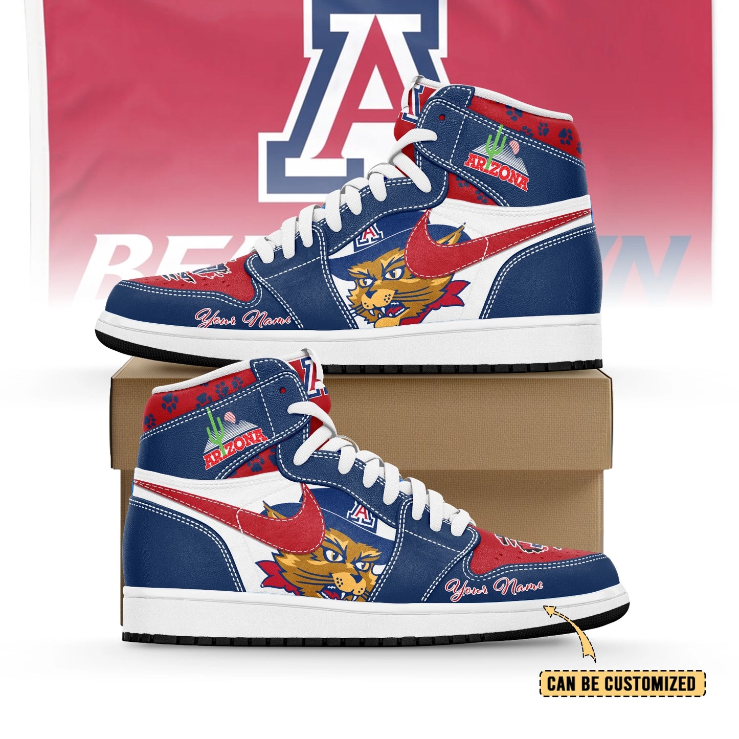 Ideafootwear Arizona Wildcats AJ1 High Sneakers Shoes For Men And Women 2