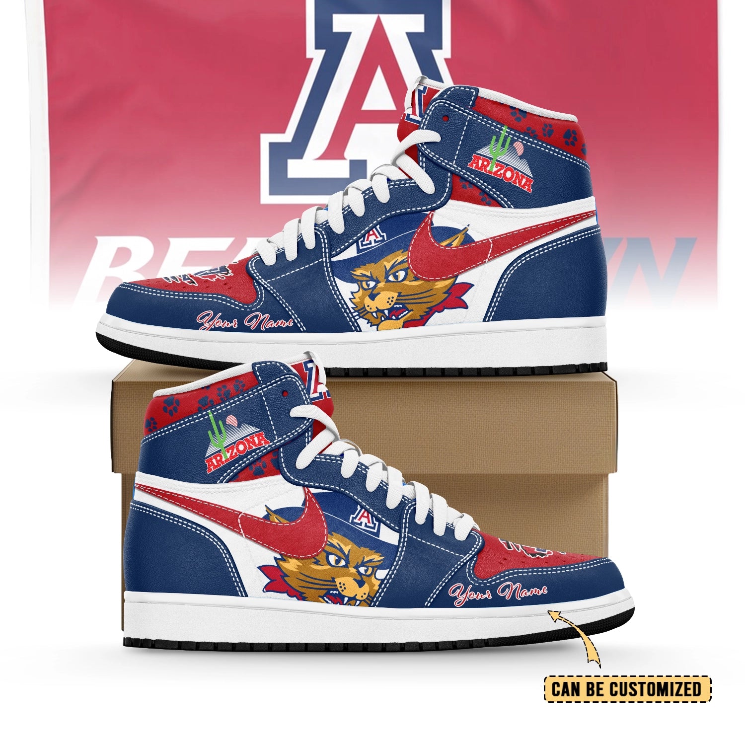 Ideafootwear Arizona Wildcats AJ1 High Sneakers Shoes For Men And Women 2